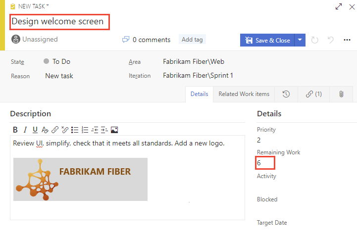 Screenshot shows task form.