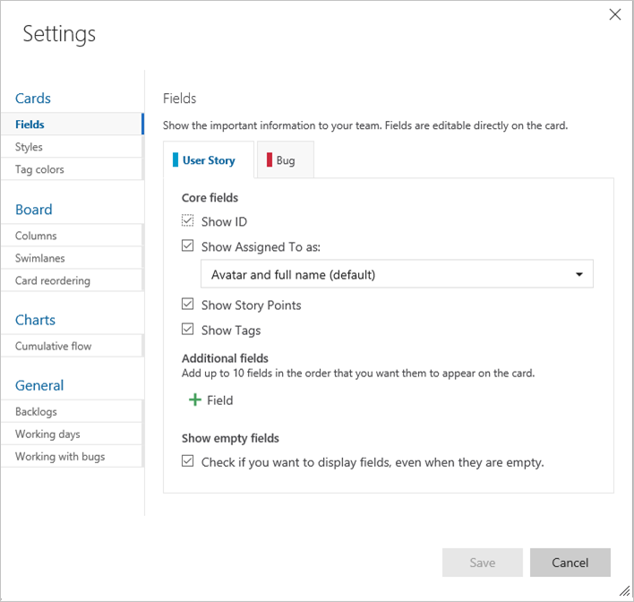 Common configuration dialog team settings