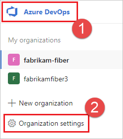 Choose Organization settings.