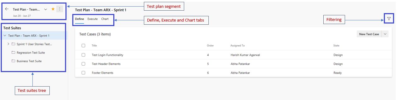 New Test Plans page features.