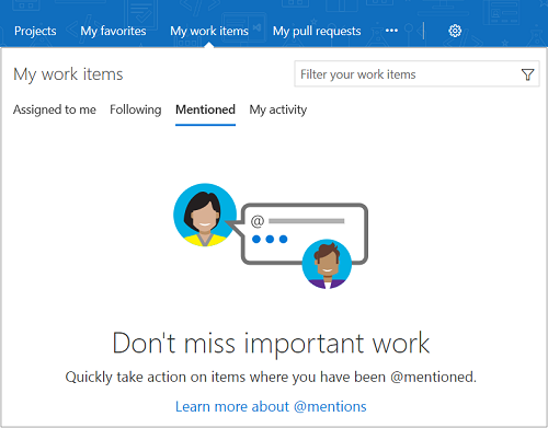 mentioned work under My work items