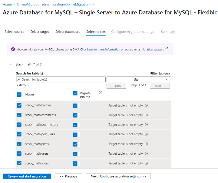 Screenshot of a Select Tables.