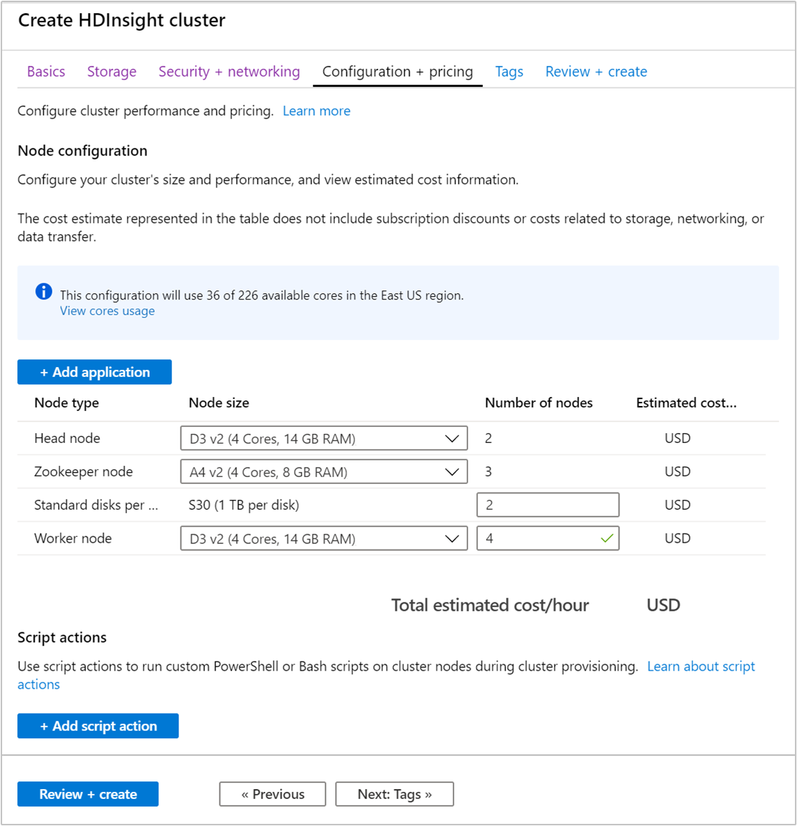 Set the Apache Kafka cluster size.