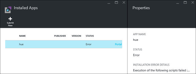 hdinsight applications application installation error.