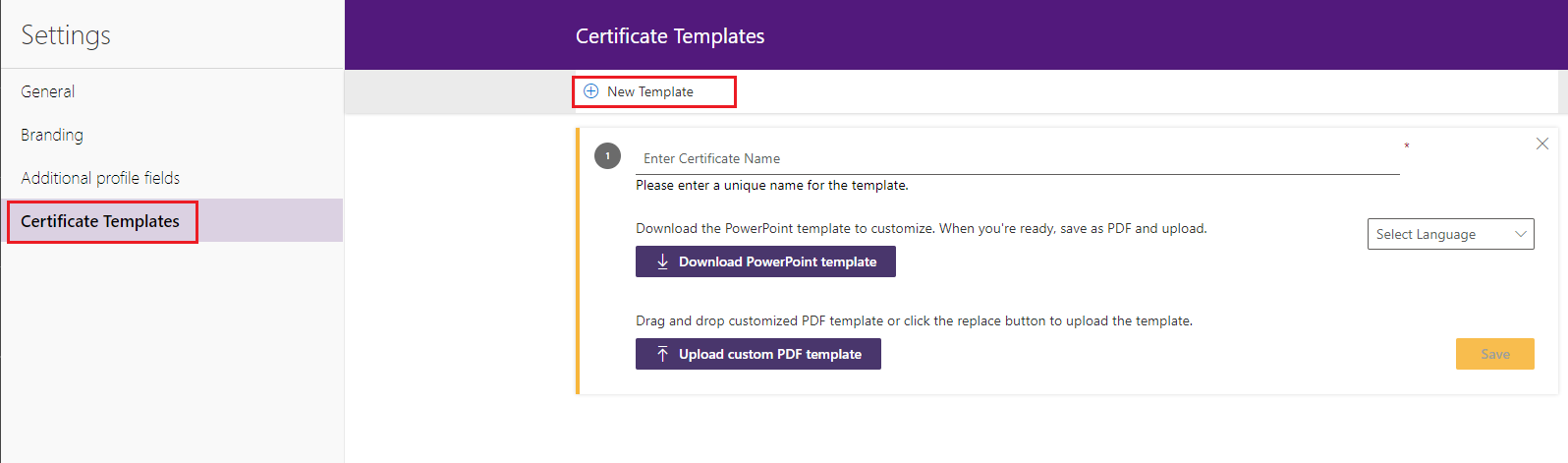 certificate selection