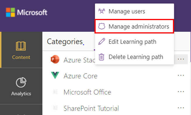 Click Manage administrators from More