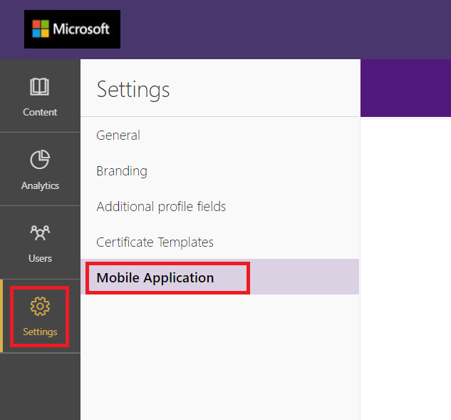 Mobile app settings