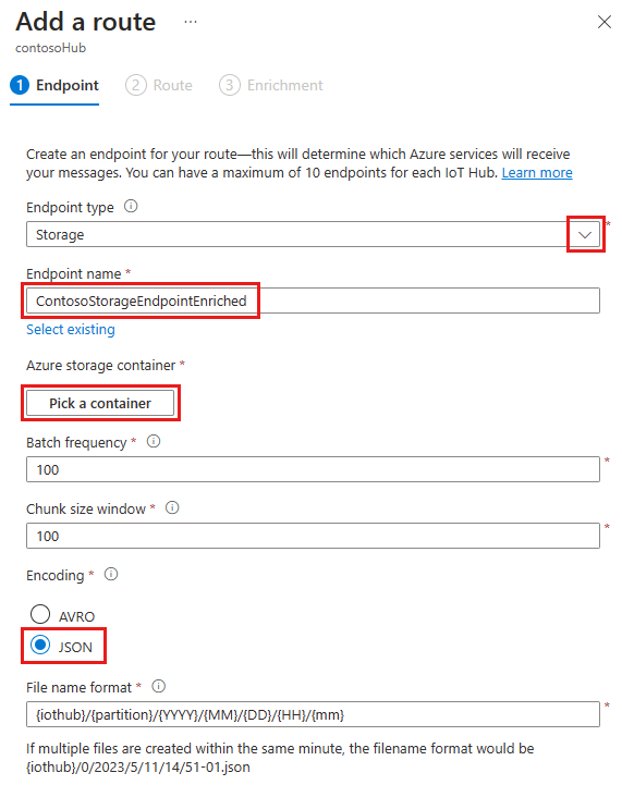 Screenshot showing selecting a container for an endpoint.