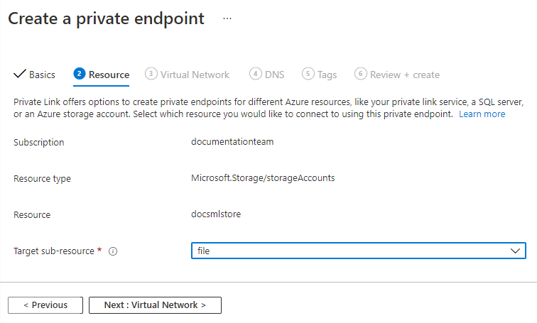 Screenshot of the resource form when selecting a subresource of 'file'.