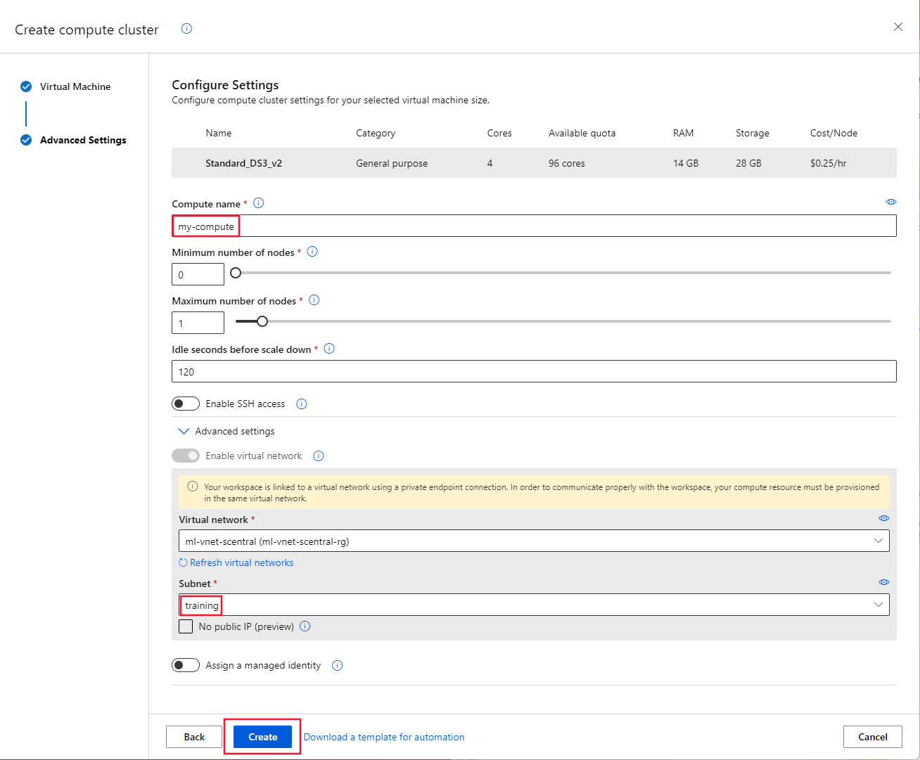 Screenshot of the configure settings form.