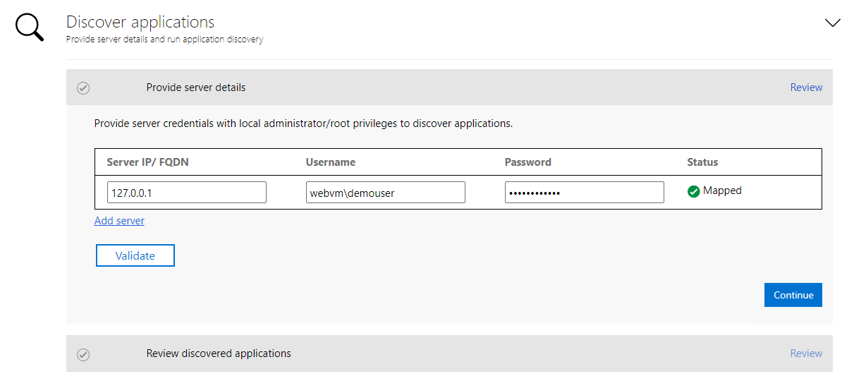 Screenshot for server IP and credentials.