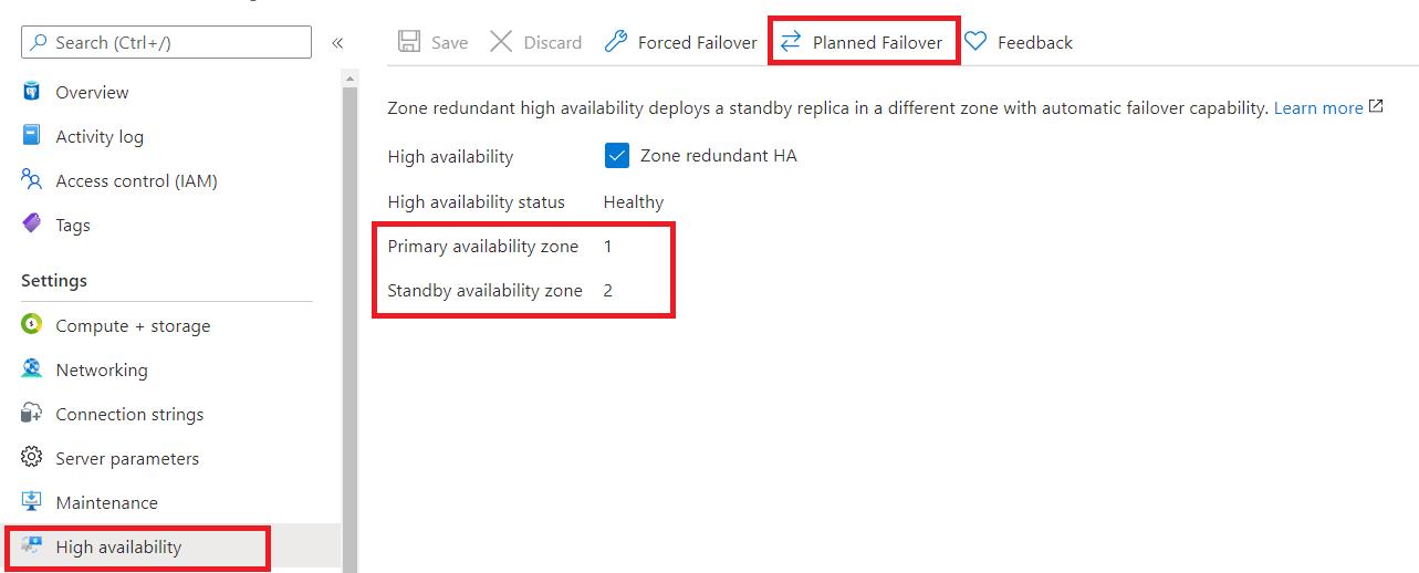 Screenshot of On-demand planned failover.