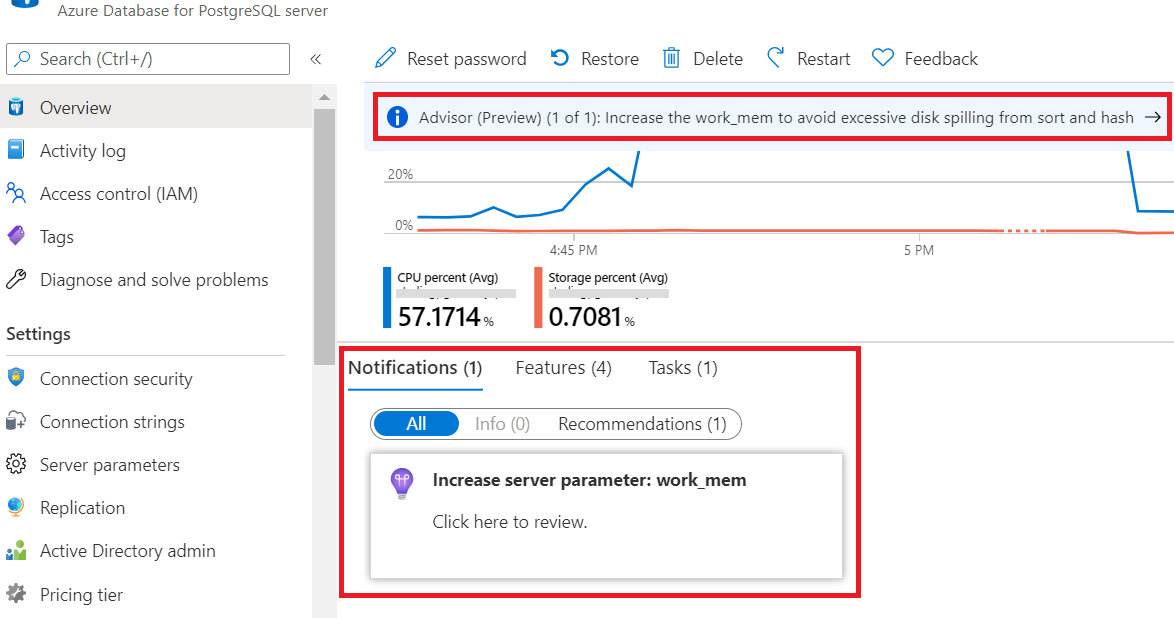 Screenshot of the Azure portal showing an Azure Advisor recommendation.