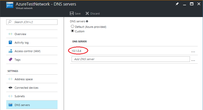 Azure test network