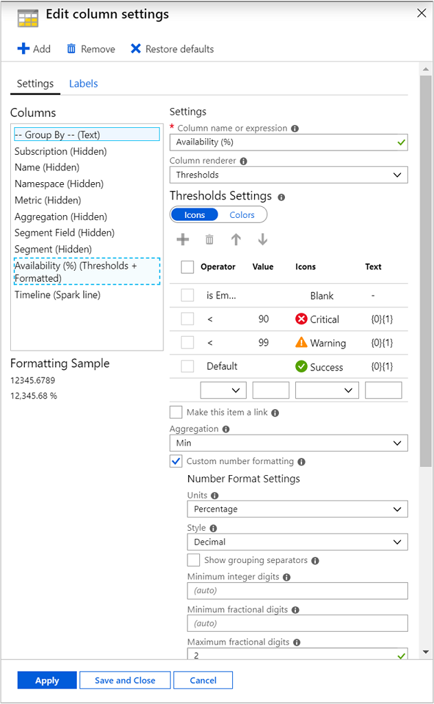 Modify the availability threshold value for critical state