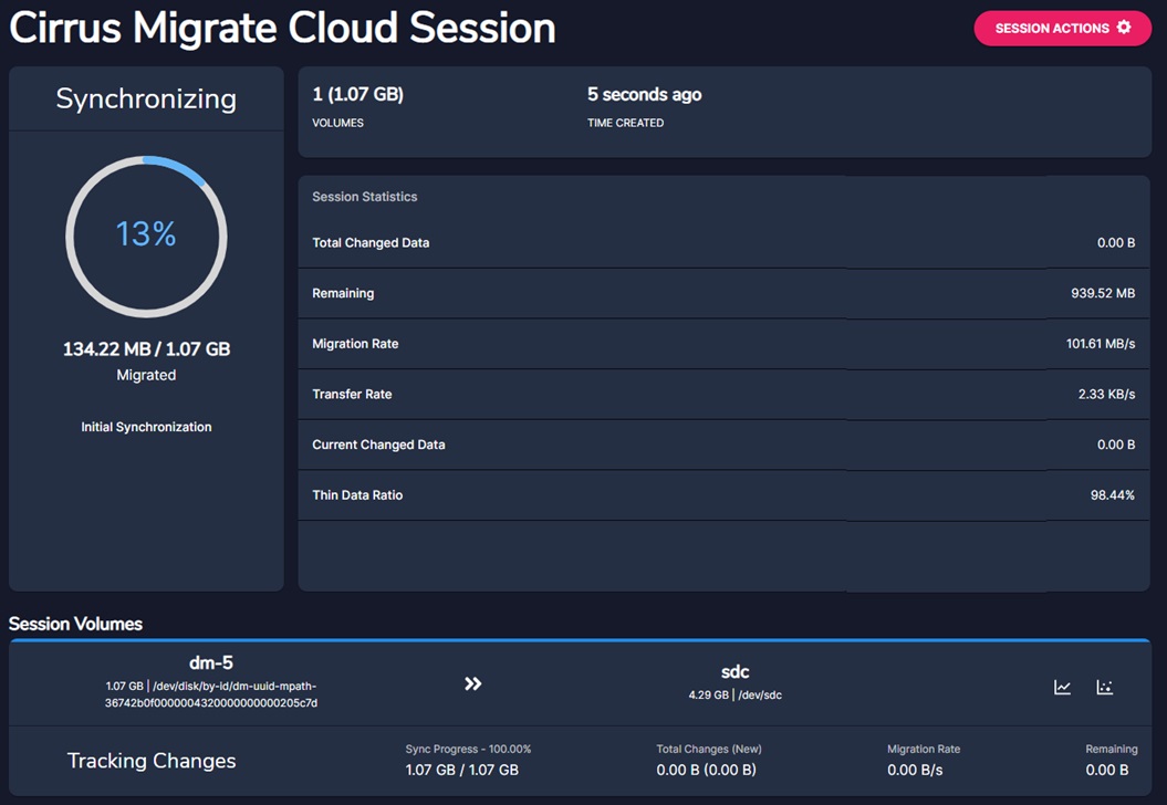 Screenshot that shows monitoring progress.