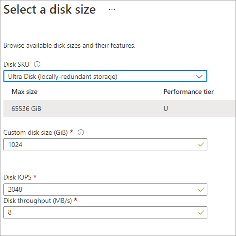 Screenshot of creating Ultra Disk.