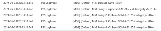 Example of Point to Site connection seen in P2SDiagnosticLog.