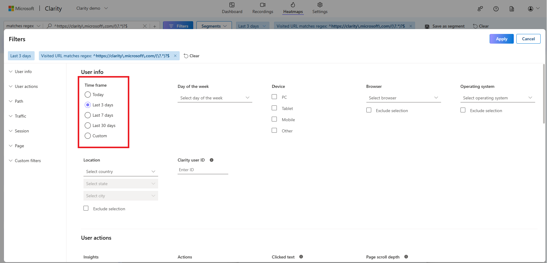 Change time frame filters to today.