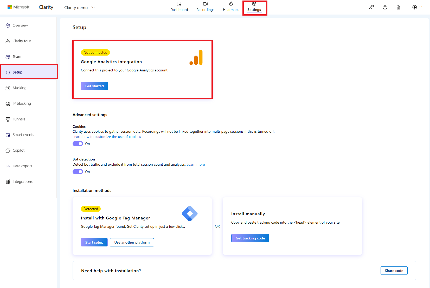 Getting started in Google Analytics.