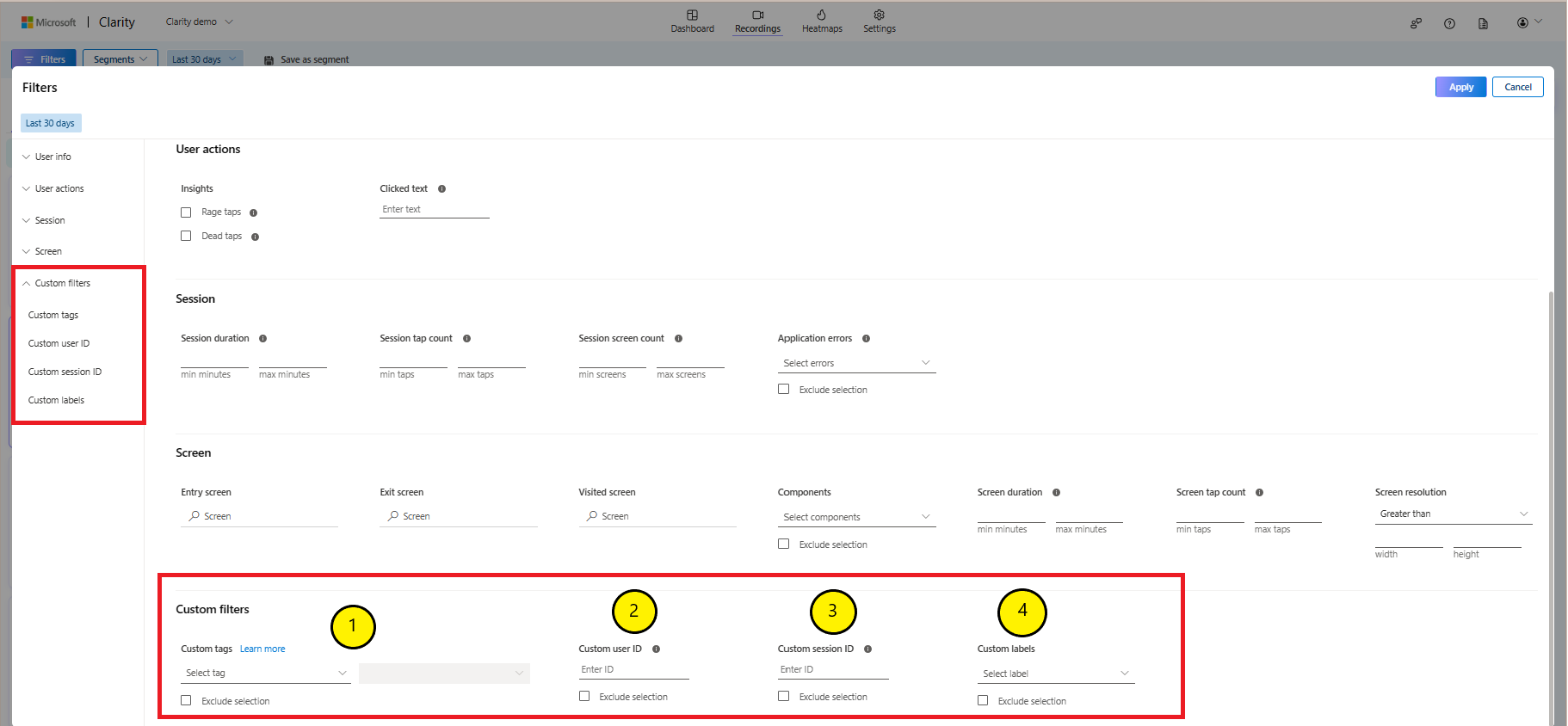 Filters with custom criteria in sdk.