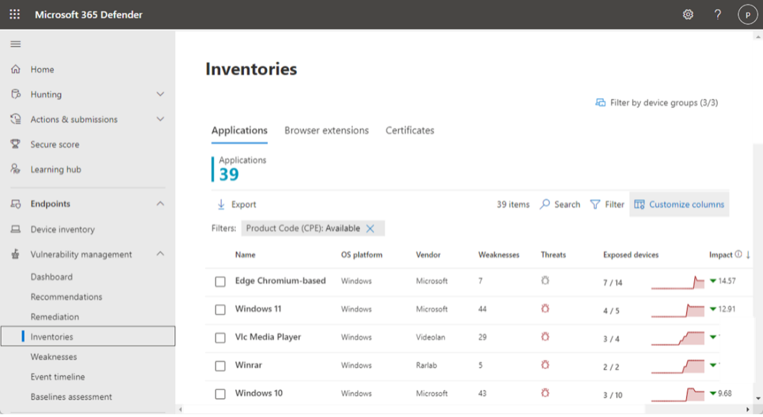 Software inventory