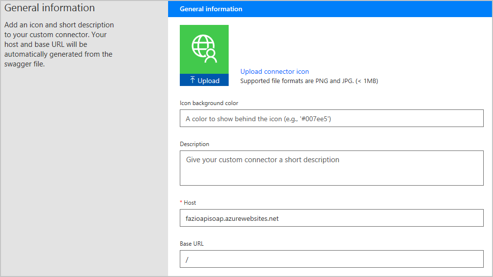 Screenshot of Connector details