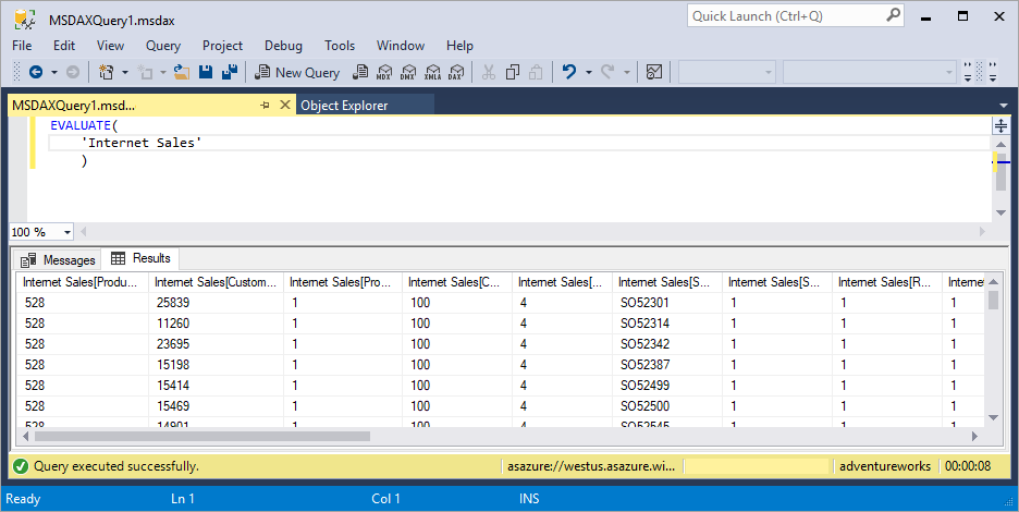 DAX Evaluate statement