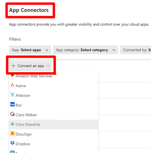 connect Citrix ShareFile app connectors.