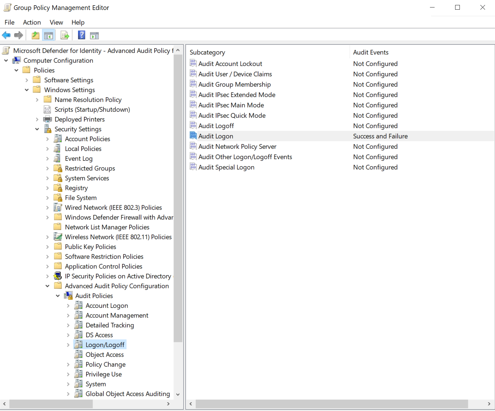 Screenshot of the Group Policy Management Editor.