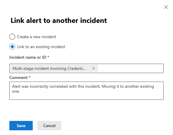 Screenshot of adding a comment explaining why moving an alert.