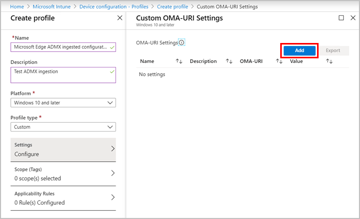 Add ingestion for OMA-URI