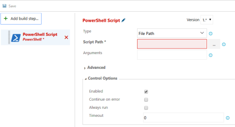 Specifying the PowerShell script to run