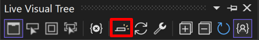 Screenshot of the Preview Selected Item button in the Live Visual Tree toolbar.