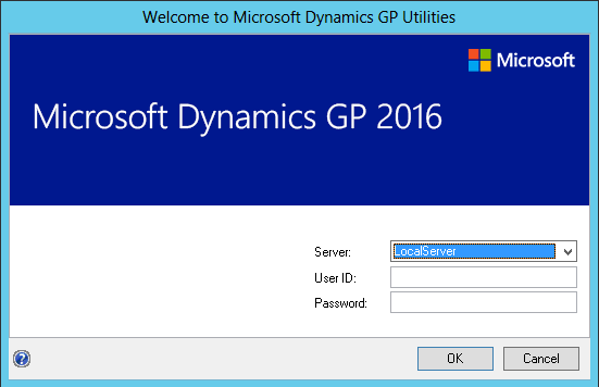 login screen to dynamics gp utilities