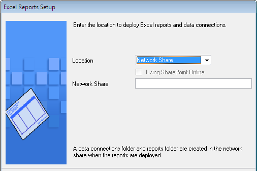 screen to specify where to save excel reports