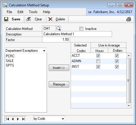 Calculation Method window again