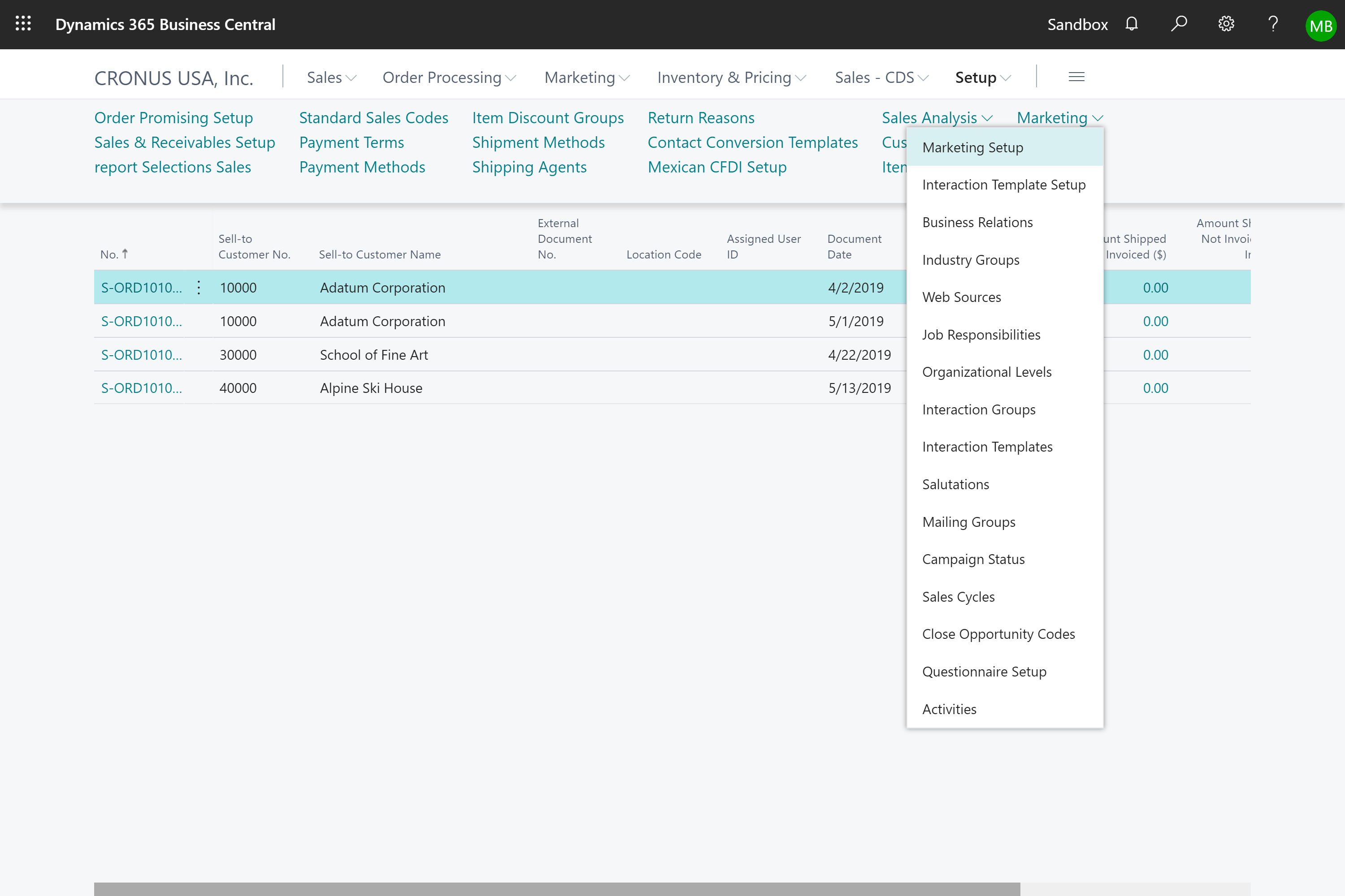 A subgrouping of a typical navigation menu