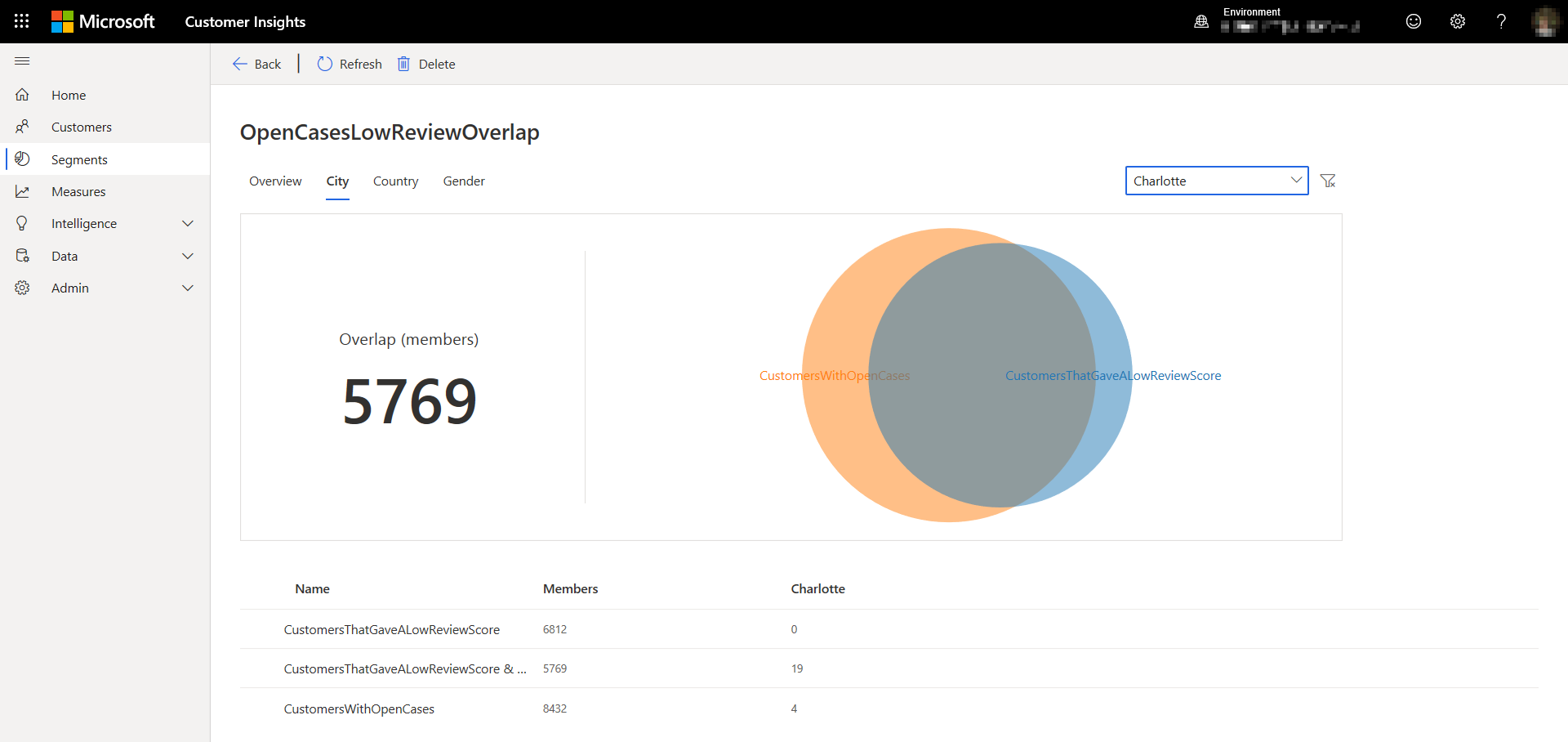 Visual of segment overlap screen