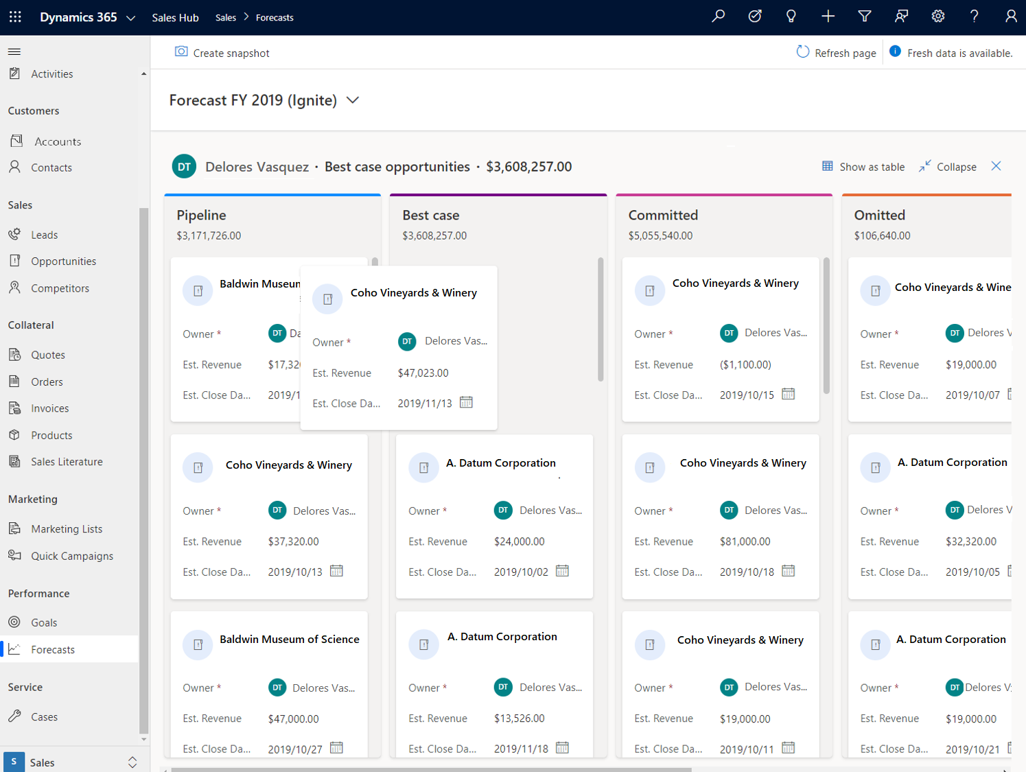 Adjust deals using a visual Kanban board