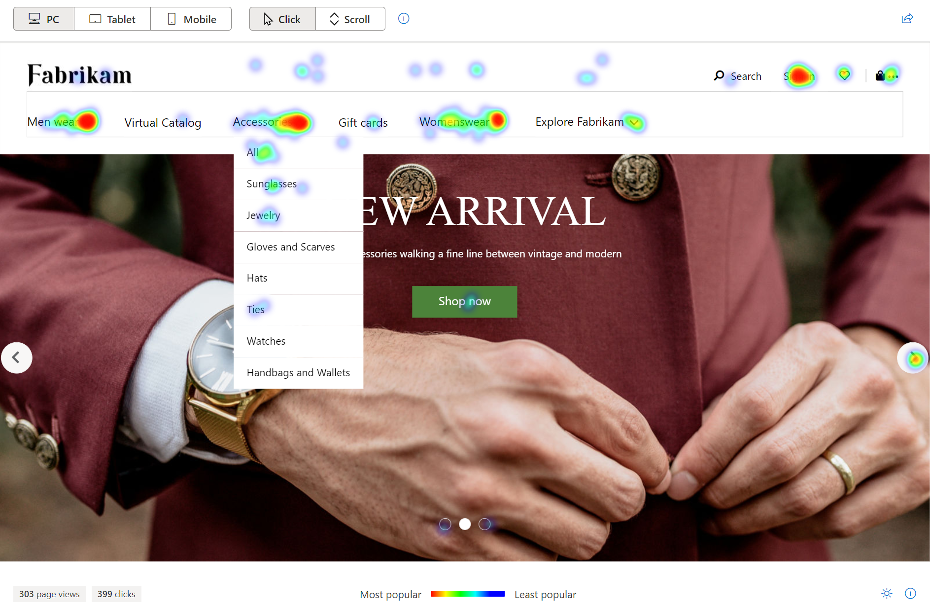 Clarity Heatmaps bring user click or scroll data neatly overlaid on your site page for reference.