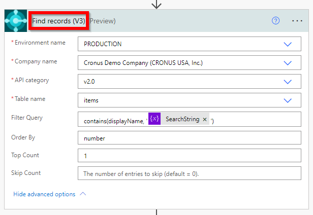 Find Records in Power Automate.