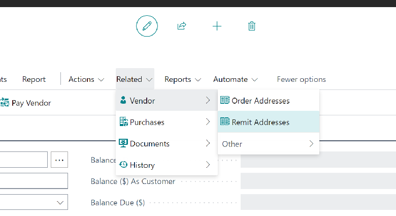 Remit addresses can be added for the vendors on the vendor card