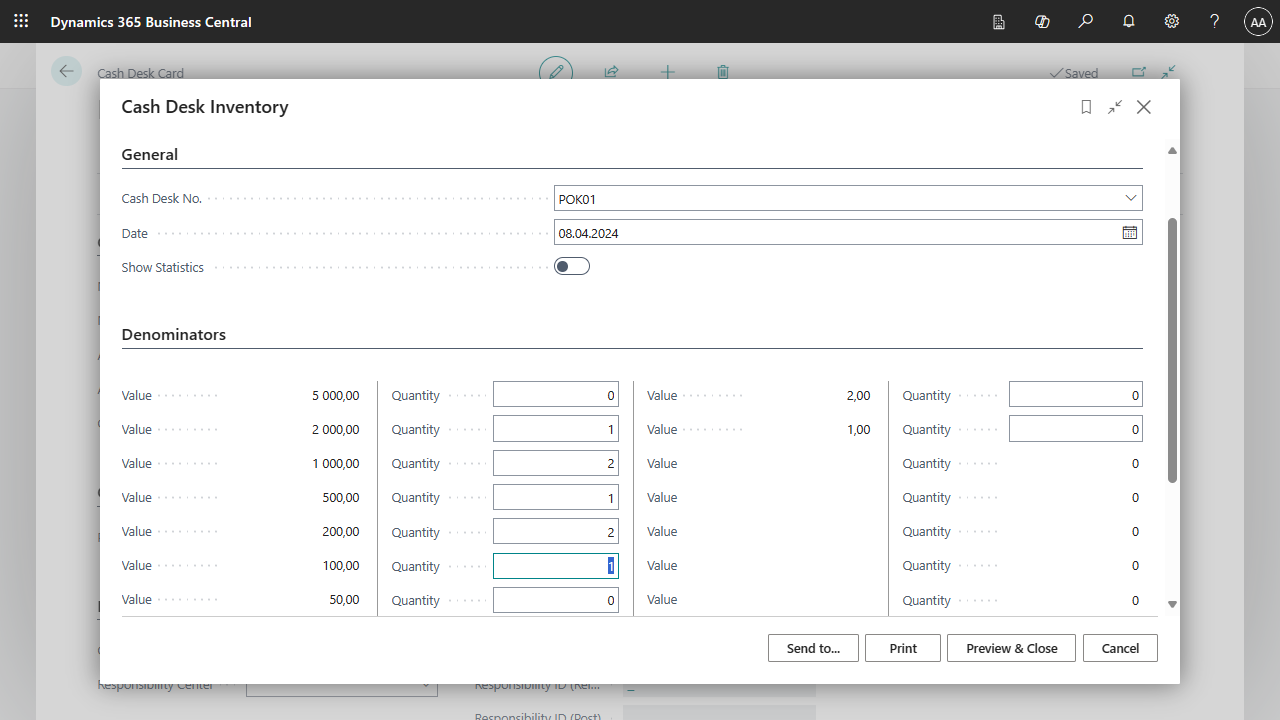 Cash Desk Inventory