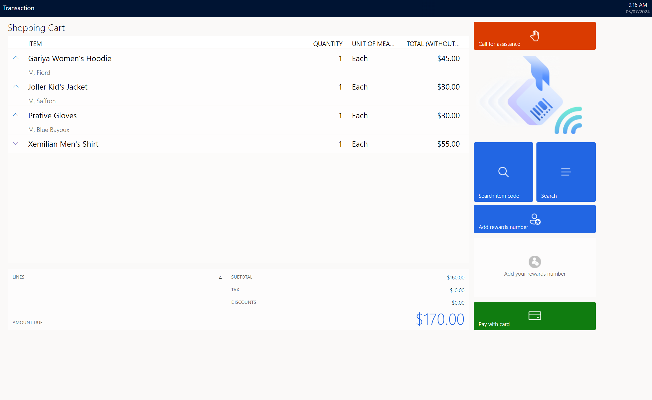 Out-of-box customer-facing SCO layout