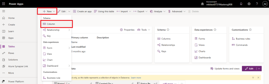 Create a new column of Form table.