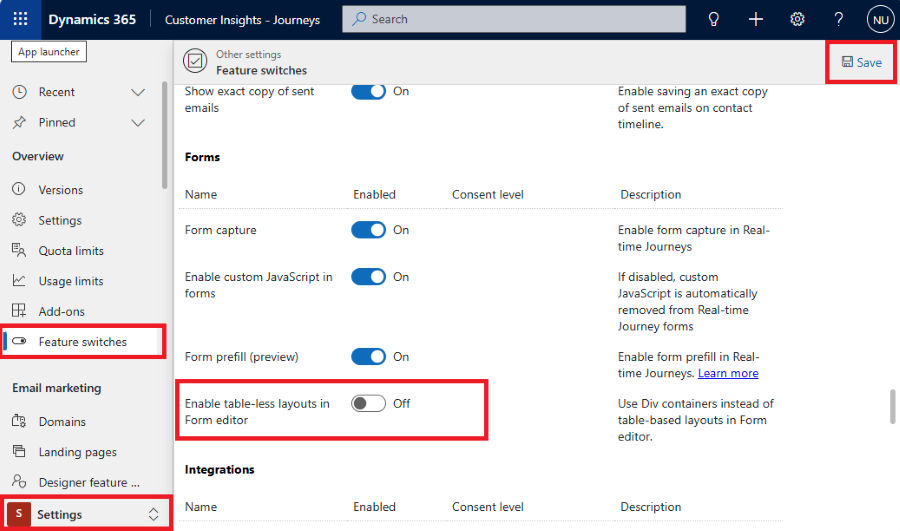 Enable div-based layout for forms.