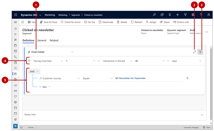 Segment designer UI elements for behavioral segments.