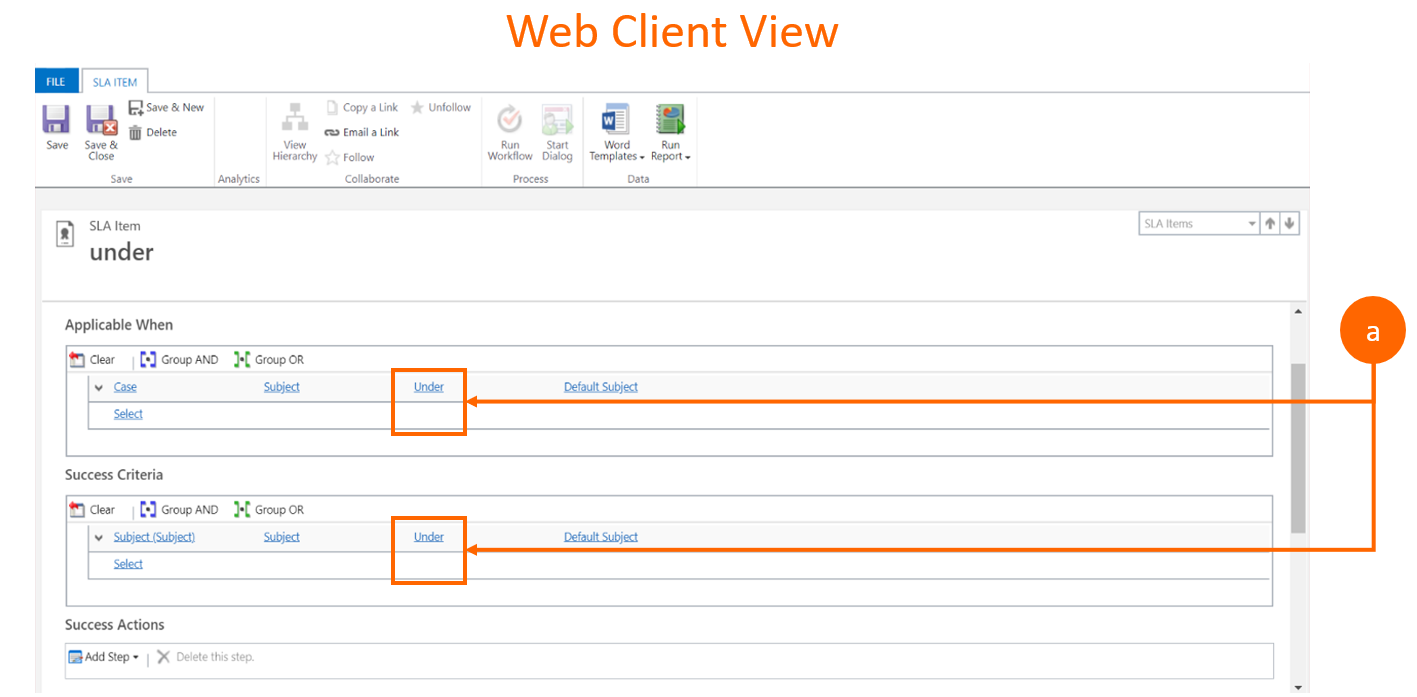 Screenshot of the premigration web client view where a condition uses under operators.