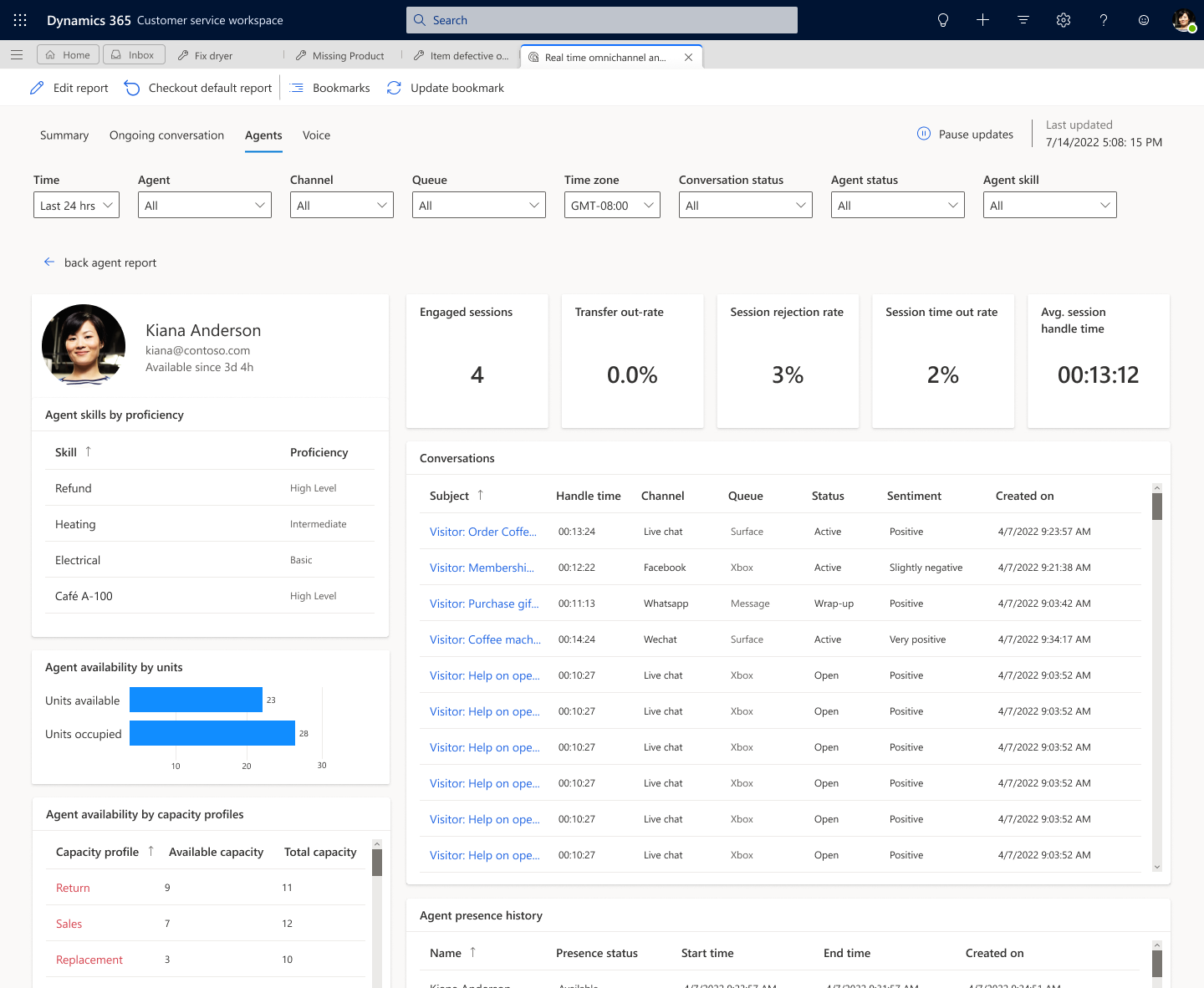 Screenshot of the drill-down to agent details.